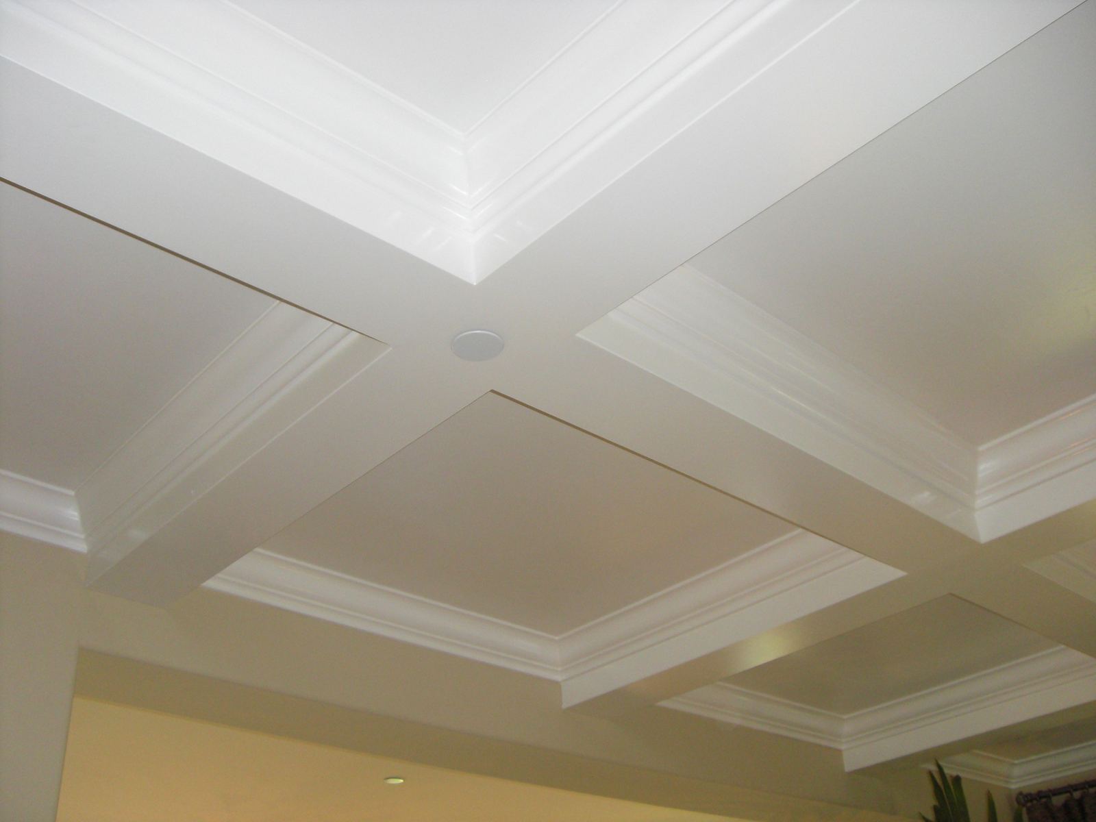 Painted white coffered ceiling