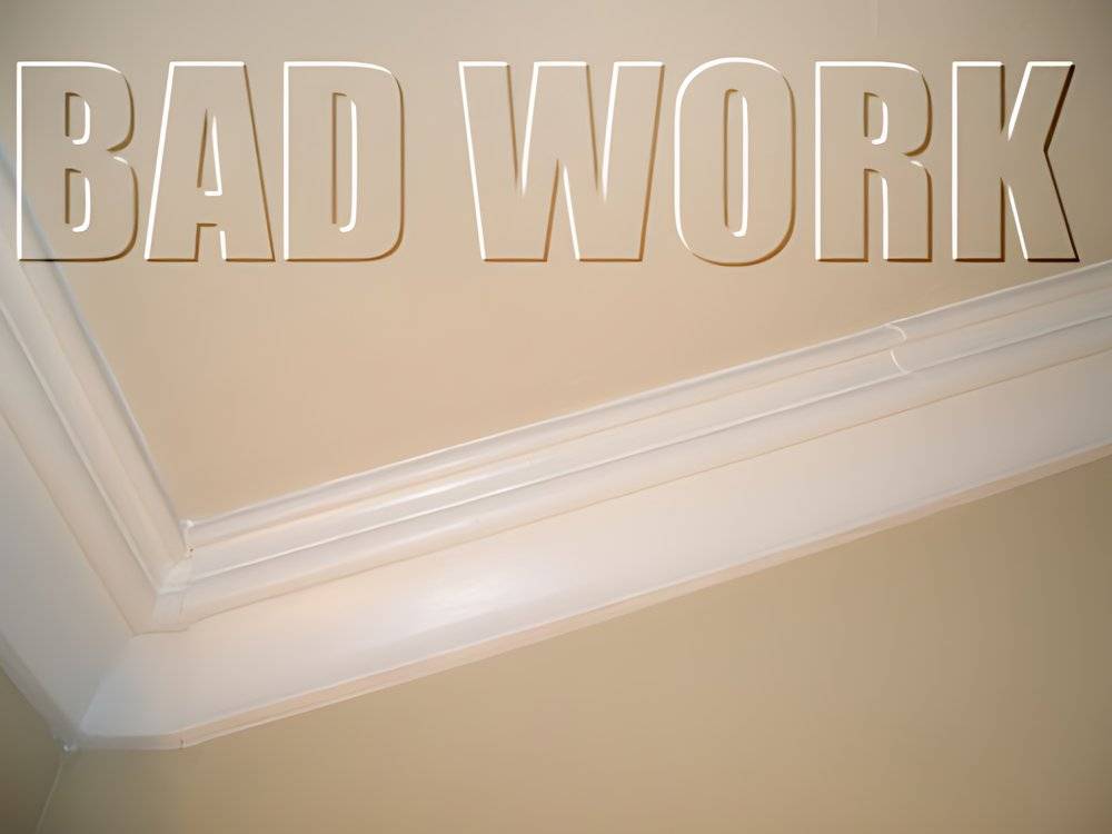 Bad corner alignments in an attempt to install diagonal crown.