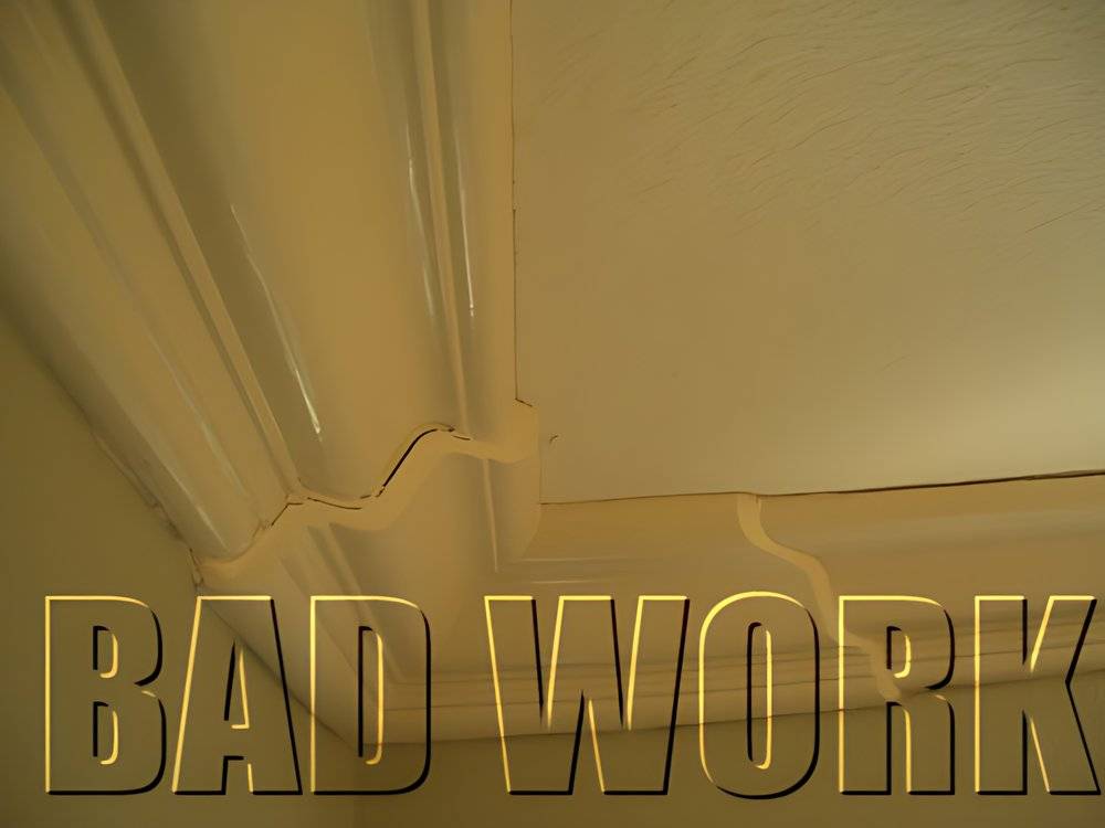 Cracks showing after a poor application of caulking.
